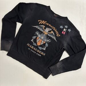 Ed Hardy Maritime Marauders Graphic Sweatshirt Black Grunge Size Small EUC